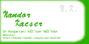 nandor kacser business card